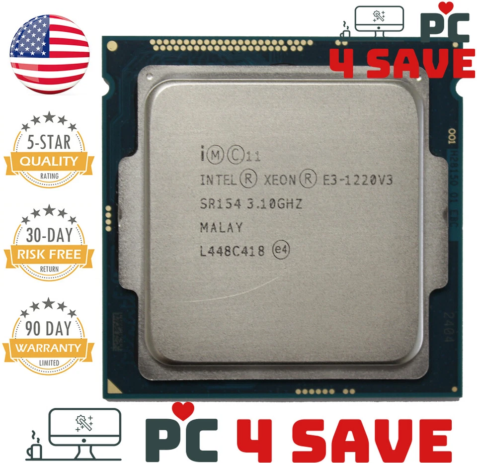 Procesador de estación de trabajo Intel Xeon E3-1220 V3 SR154 3,1 GHz 8 MB 4 núcleos LGA 1150 80 W Foto 1 de 1