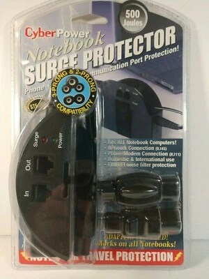 CYBER POWER NOTEBOOK SURGE PROTECTOR--PORT PROTECTION--TRAVEL--FREE SHIP--NEW - Image 1 of 2