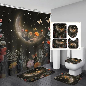 Cortinas De Baño Set Completo Juego 4 Pieza Para Ducha Bano Elegante Azul Oferta - Picture 1 of 12