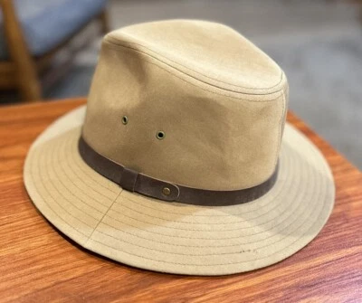 Dobbs GABLE Fedora All-Weather Cotton Poplin Safari Hat Size large - Image 1 of 4