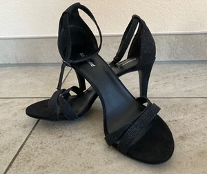 Sandale High Heel Stöckelschuhe schwarz / silber Gr.38 - Bild 1 von 13