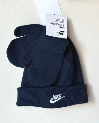 Nike Toddler Boys Size 2/4T Hat and Mittens 2 Piece Set - Obsidian - Image 1 of 4
