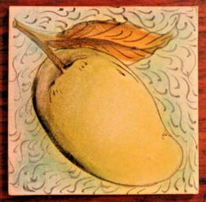 Nice Vintage Santa Rosa Art Tile Mango Design Marked Handpainted - Picture 1 of 10