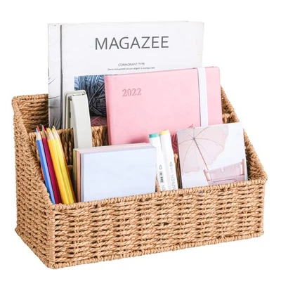 Natur Gewebter Schreibtisch Organizer für Büroutensilien, Notizzettel und Sti... - Bild 1 von 4