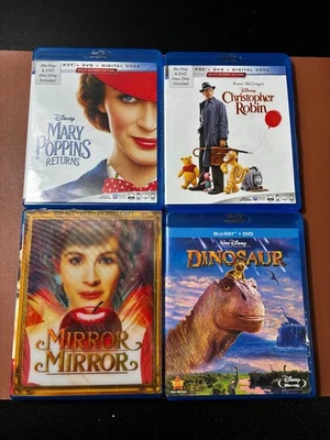 Disney Blu-Ray DVD Lot: Mary Poppins Returns, Christopher Robin, Dinosaur, Mirro Foto 1 de 3