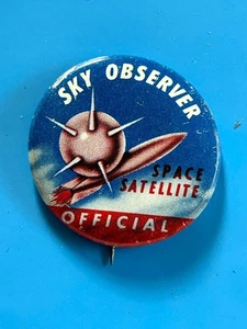De colección 1950 Sputnik SKY OBSERVER Satélite Espacial OFICIAL Pin Botón Trasero - Imagen 1 de 4