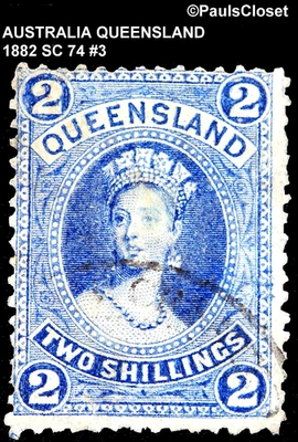AUSTRALIA-QUEENSLAND 1882 SC 74 QUEEN VICTORIA ULTRA 2/- USADO FINO #3 Foto 1 de 2