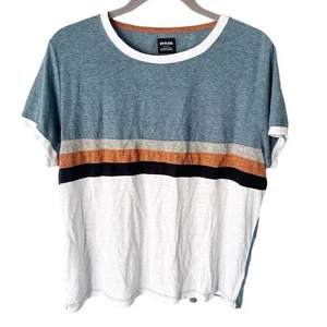 Camiseta Prana Top Para Mujer Acogedora Timbre Burnout Rayas Bloques de Color Mezcla de Cáñamo - Imagen 1 de 8