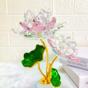 Handcrafted Stained Glass Carved Lotus Flower: Ideal Coloured Home Decoration - Picture 1 of 12