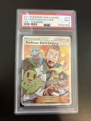 PSA 9 MINT Professor Elm's Lecture 213/214 Full Art 2018 Lost Thunder Pokemon - Image 1 of 2