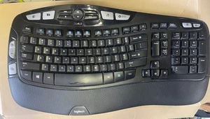 Logitech Keyboard With USB Receiver Dongle K350 Black Wave Unifying Wireless - Zdjęcie 1 z 9