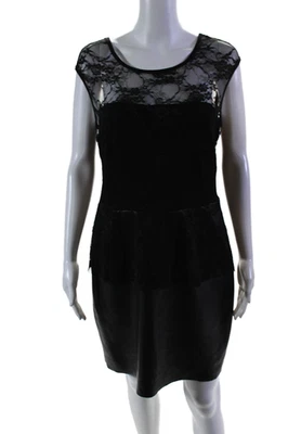 Bailey 44 Womens Leather Lace Up Sleeveless Peplum Dress Black Size Large - Image 1 of 4