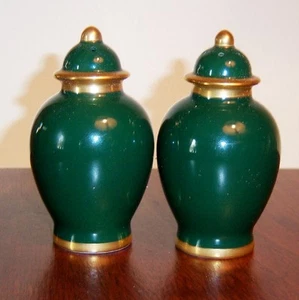 Fitz & Floyd RENAISSANCE DARK GREEN Salt & Pepper Set - Picture 1 of 1
