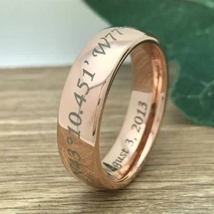 7mm Tungsten Ring,Custom Engraved Wedding Band, Unisex Ring -Free Engraving  - Picture 1 of 5