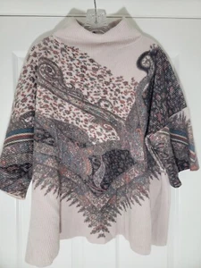 Etro Oversized Thick Ribbed Paisley Floral Turtleneck Sweater Sz 46 US Sz Large - Picture 1 of 18