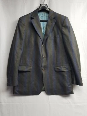 Blazer Ibiza Mambo Hombre Chaqueta 3 Botones 42L Azul Negro Vertical Tweed Retro Foto 1 de 4