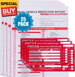 25PACK DOT Inspection Forms and Stickers, DOT Annual Inspection Forms and Sticke - Picture 1 of 7