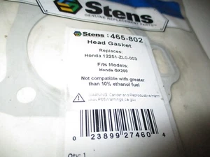 NEU Stens 465-802 Honda Zylinderkopfdichtung GX160 GX200 12251-ZL0-003 OEM - Bild 1 von 2