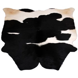 Extra Large Black and White Cowhide Rug | 28-40 sq ft | Real Cowhide Leather - Picture 1 of 8