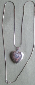 Collar medallón corazón grabado 29" plata de ley 925 vintage FGS THAI Italia - Imagen 1 de 9