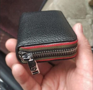 RFID Blocking Women Men Genuine Leather Wallet Credit Card Holder Zipper Pocket - Picture 1 of 10
