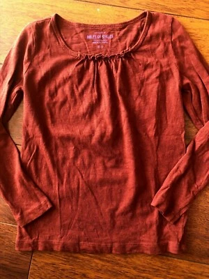 niñas CREWCUTS millas de sonrisas CAMISA MANGA LARGA BORGOÑA algodón CASUAL talla 6-7 Foto 1 de 2