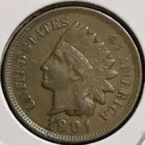 U.S. Indian Cent 3 1/2 Diamonds XF 1901 - Picture 1 of 2