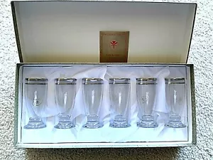 I PREZIOSI BY CRISTALLERIA F.LLI FUMO SET OF 6 GOLD RIMMED BARWARE WINE GLASSES - Picture 1 of 5