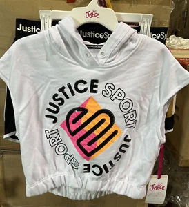 JUSTICE SPORT CUTOFF HOODIE WHITE S (7/8) - Picture 1 of 4
