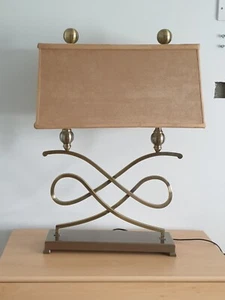 Gold Table Lamp And Beige Faux Suede Shade, excellent condition. - Picture 1 of 3