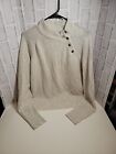 J Crew As330 Size Med Button Sweater Extra-Soft Acrylic/ Wool Blend Cream Gray 