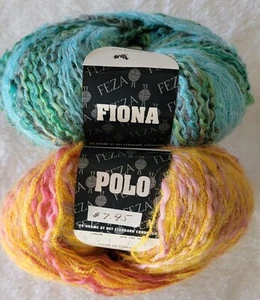 New Mixed Lot 2 Ball FEZA Yarn Polo-Orange/Pink 121yd Fiona-Blue/Green 242yd 50g - Picture 1 of 7