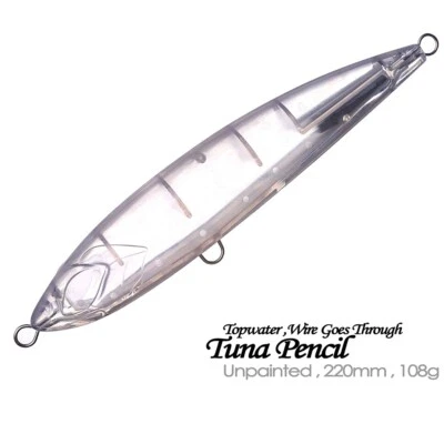 3PCS 22cm 108g Tuna Pencil Topwater DIY Unpainted Bait Blank Fishing Lure model - Image 1 of 4