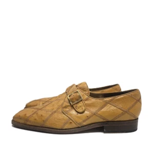 David Eden Hand Made Ostrich Skin Dress Shoes Brown Mens Size 11.5 - Picture 1 of 9