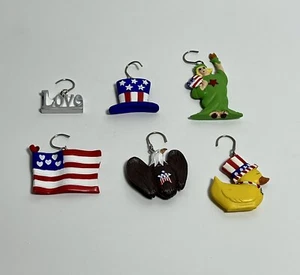 America Ornaments Duck, Eagle, Statue Of Liberty, Flag, Hat, Hand Painted - Picture 1 of 6