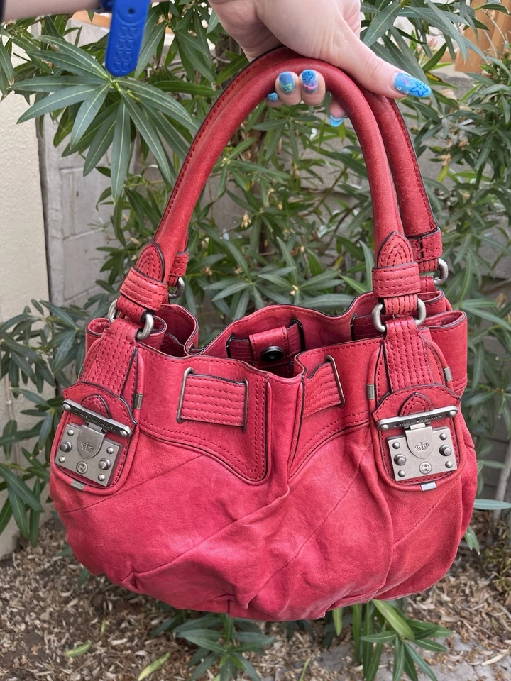 De Colección Juicy Couture Bolso de Mano Cuero Rojo Y2K Años 90 Cartera Bolso de Hombro Foto 1 de 4