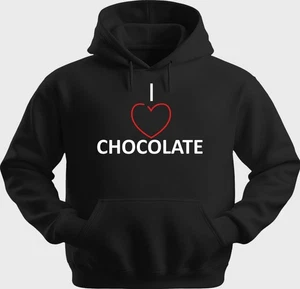 Funny Unisex Hoodie Hooded Sweatshirt Gildan Blend I Love Chocolate H0434 - Picture 1 of 5