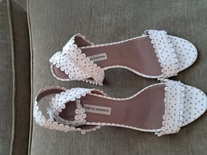 Tabitha Simmons Luxury Designer Heels/Sandals White Leather Size 39 1/2 Italy - Picture 1 of 7