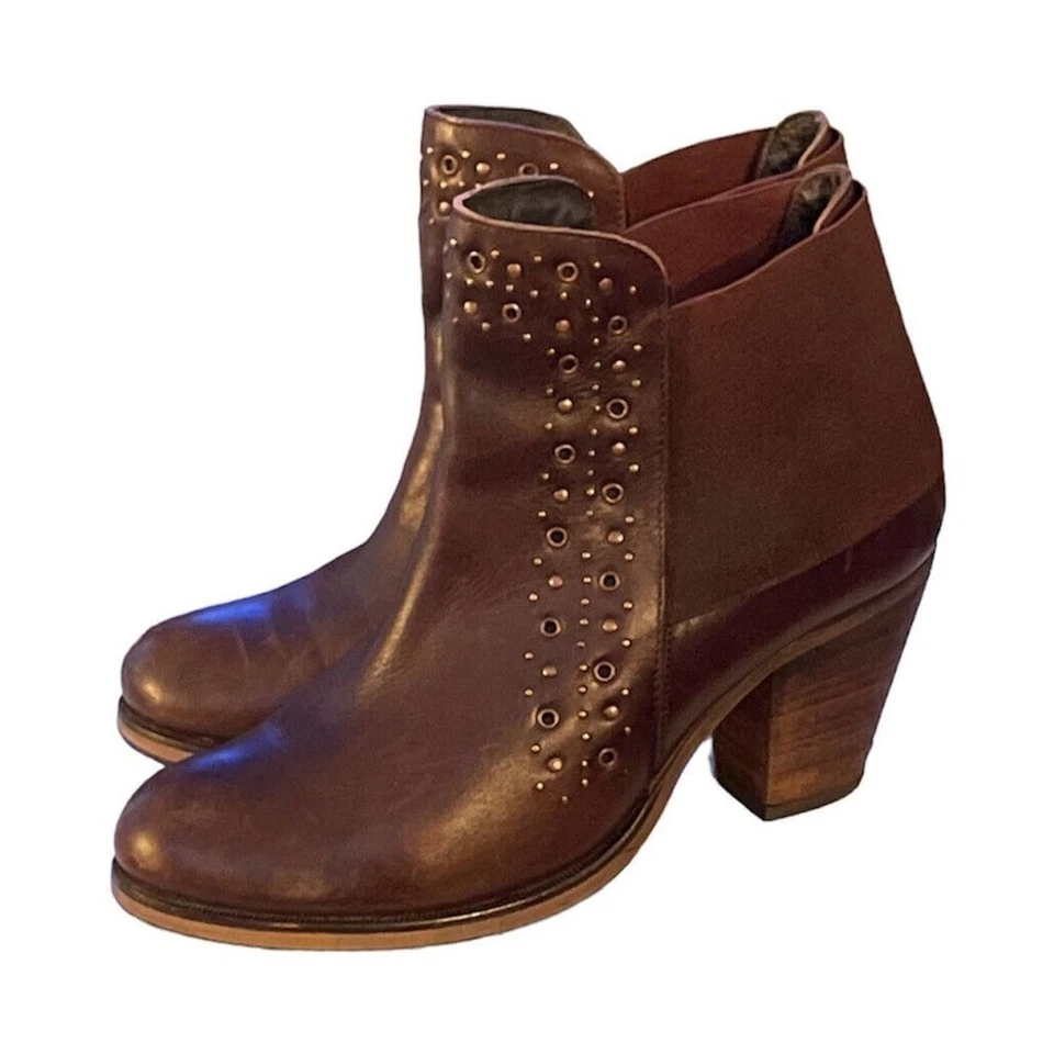 Botines J Renee Marrón Mujer Talla 8.5 Tachuelas Vaquera Occidental Foto 1 de 4