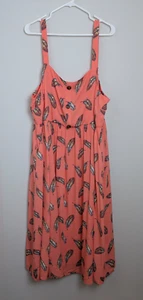 Torrid Midikleid Koralle Tropisch Feder Prärie Strand Sommerkleid Gr. 3X Neu mit Etikett - Bild 1 von 16