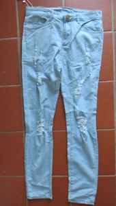 Reppunk ripped Jeanshosen Denim Pants zerrissene Hose Hohe Taille Hüftjeans Gr.M - Bild 1 von 4