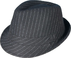 Unisex Striped Wool Poly Blend H707D Black Trilby Fedora Hat