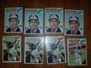 1977 Baseball 93 card lot Dave lopes Gary matthews tug McGraw amos Otis butch wy