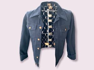 Retro Blue Jean Jacket Jean Paul Gaultier Black Denim 90s Fashion