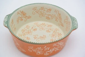 Temptations Ovenware By Tara Red Floral Lace Round 1.5 Qt Serving Dish - Picture 1 of 5