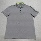 G/Fore Mens White Striped Short Sleeve Performance Polo Shirt Size L Stretch