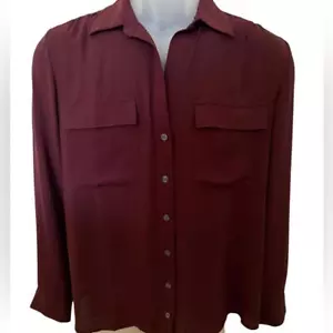 Camicetta da lavoro ANN TAYLOR Factory vino bordeaux bottoni casual top donna S small - Foto 1 di 4