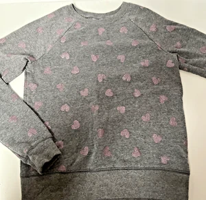 Athletic Works Girl’s Fleece Purple Hearts Graphic Sweatshirt; Gray, L (10-12) - Picture 1 of 5