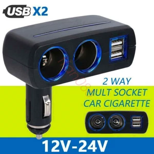 USB Car Cigarette Lighter Socket 12V Adapter Double Plug Charger Splitter Phone - Picture 1 of 16