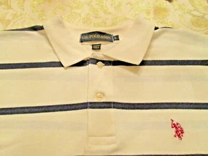 US POLO ASSN OFF WHITE SHIRT WITH NAVY STRIPE AND CHEST LOGO SIZE L - Picture 1 of 6
